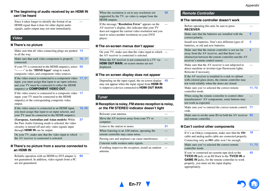 Onkyo TX-NR515 instruction manual En-77, Video, Tuner, Remote Controller 