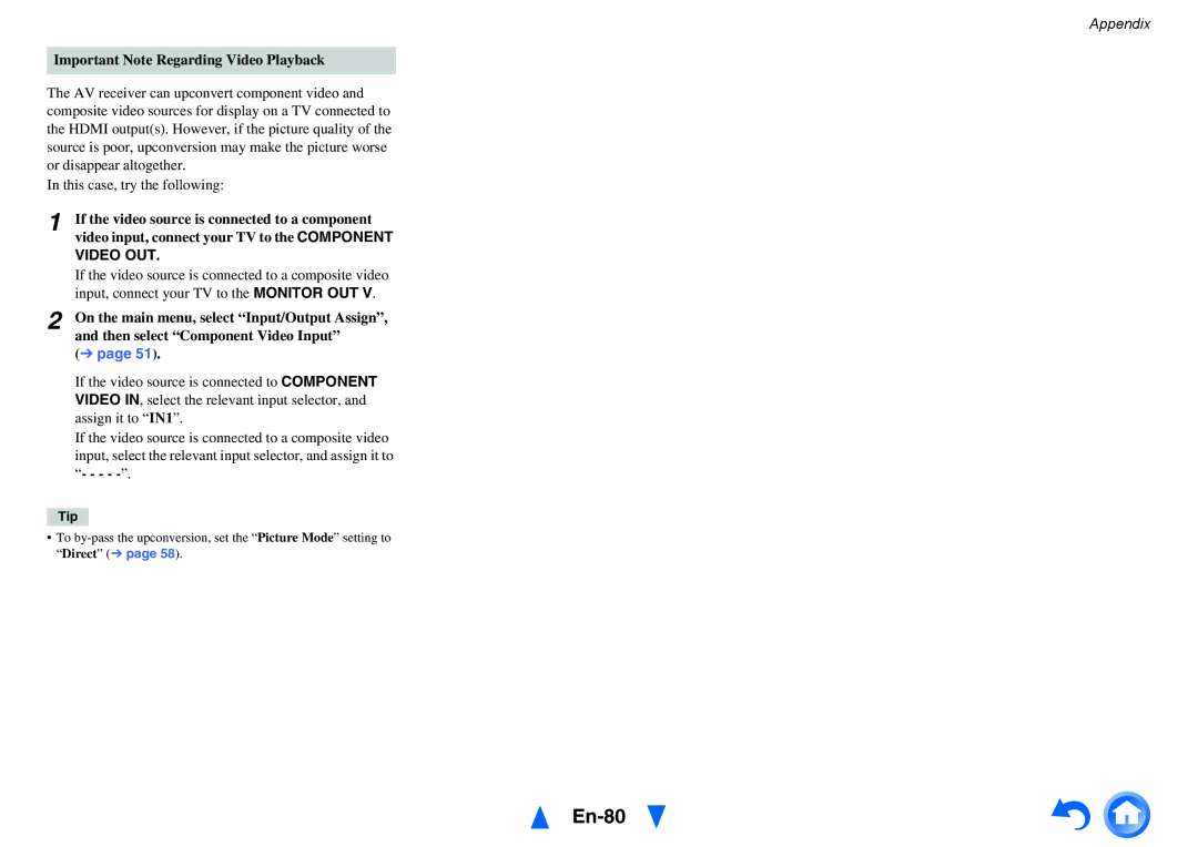 Onkyo TX-NR515 instruction manual En-80, Important Note Regarding Video Playback, Video OUT 