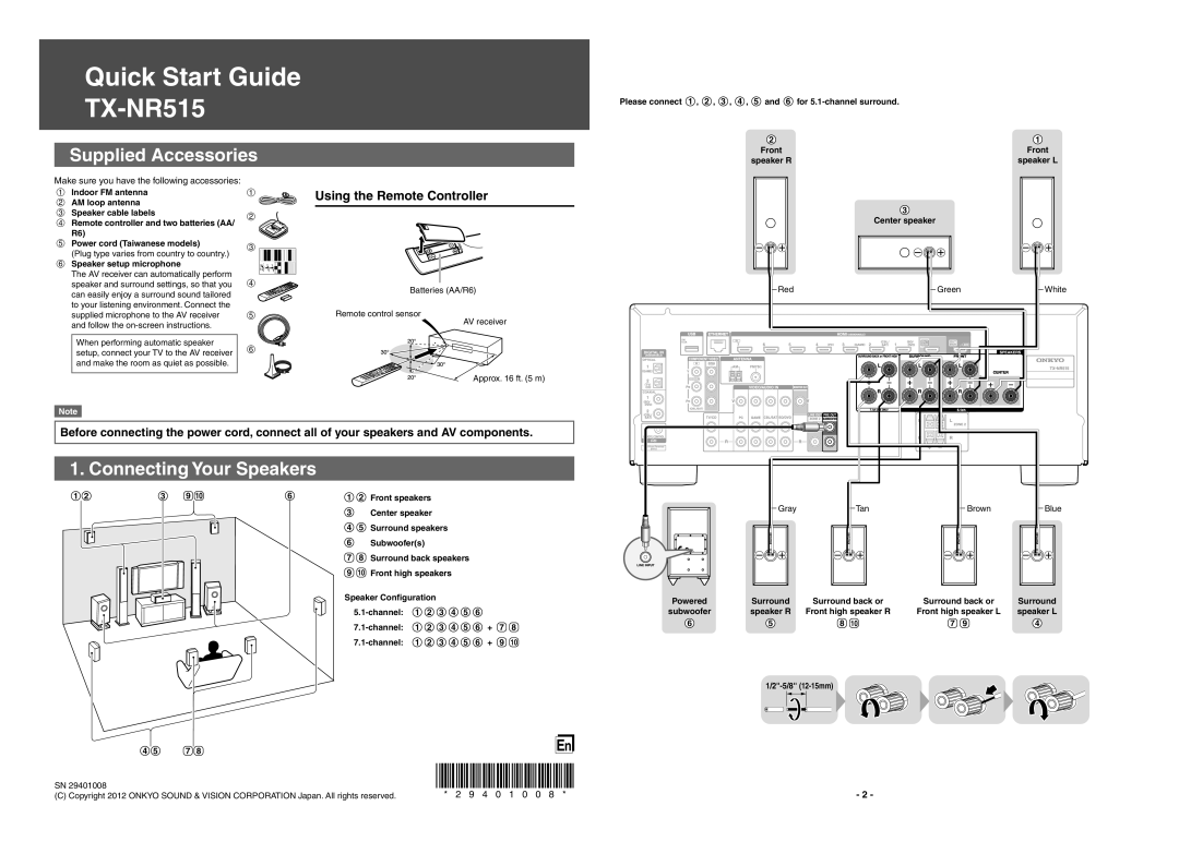 Onkyo TX-NR515 instruction manual Instruction Manual, Contents, Av Receiver 