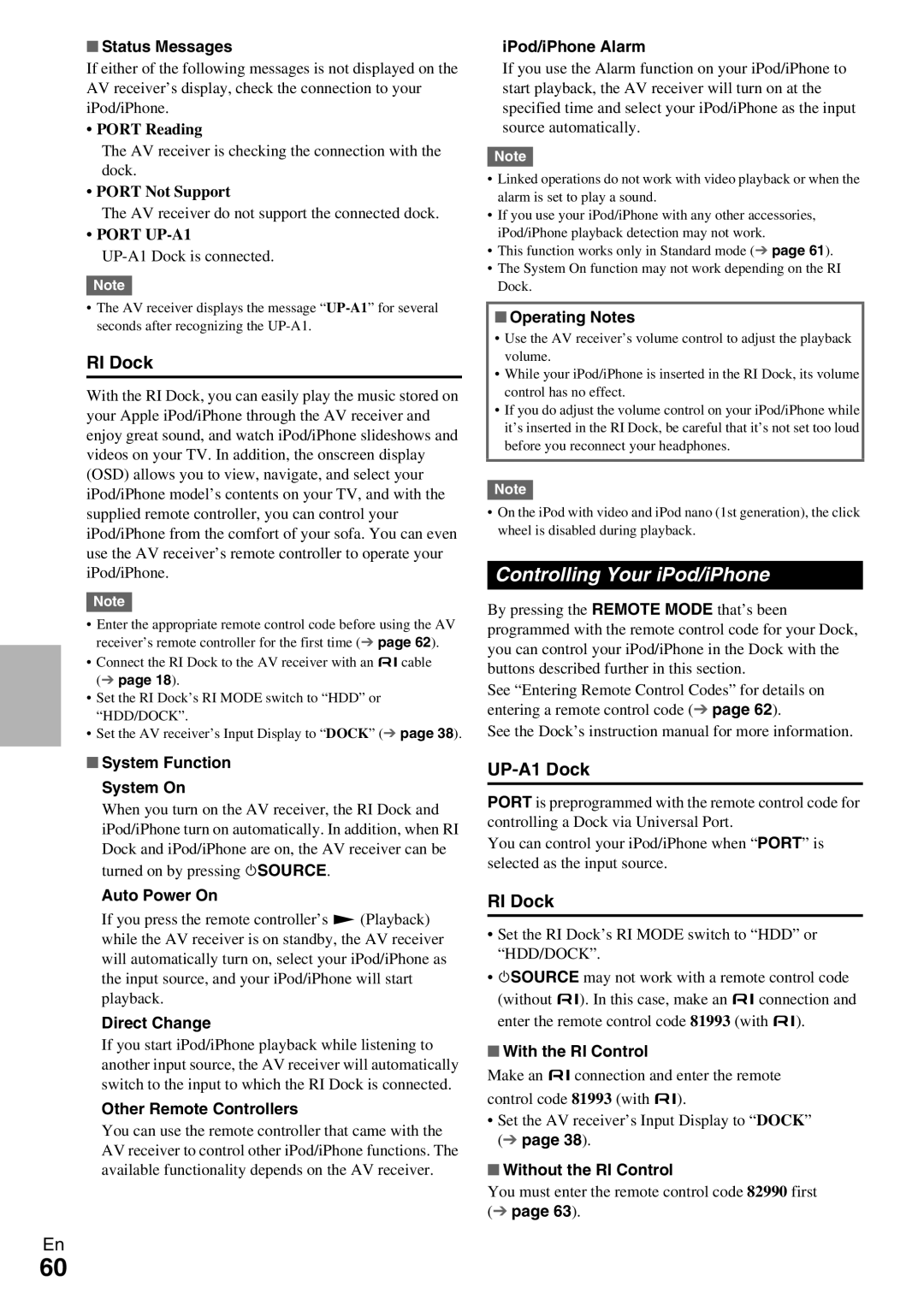 Onkyo TX-NR579 instruction manual Controlling Your iPod/iPhone, RI Dock 