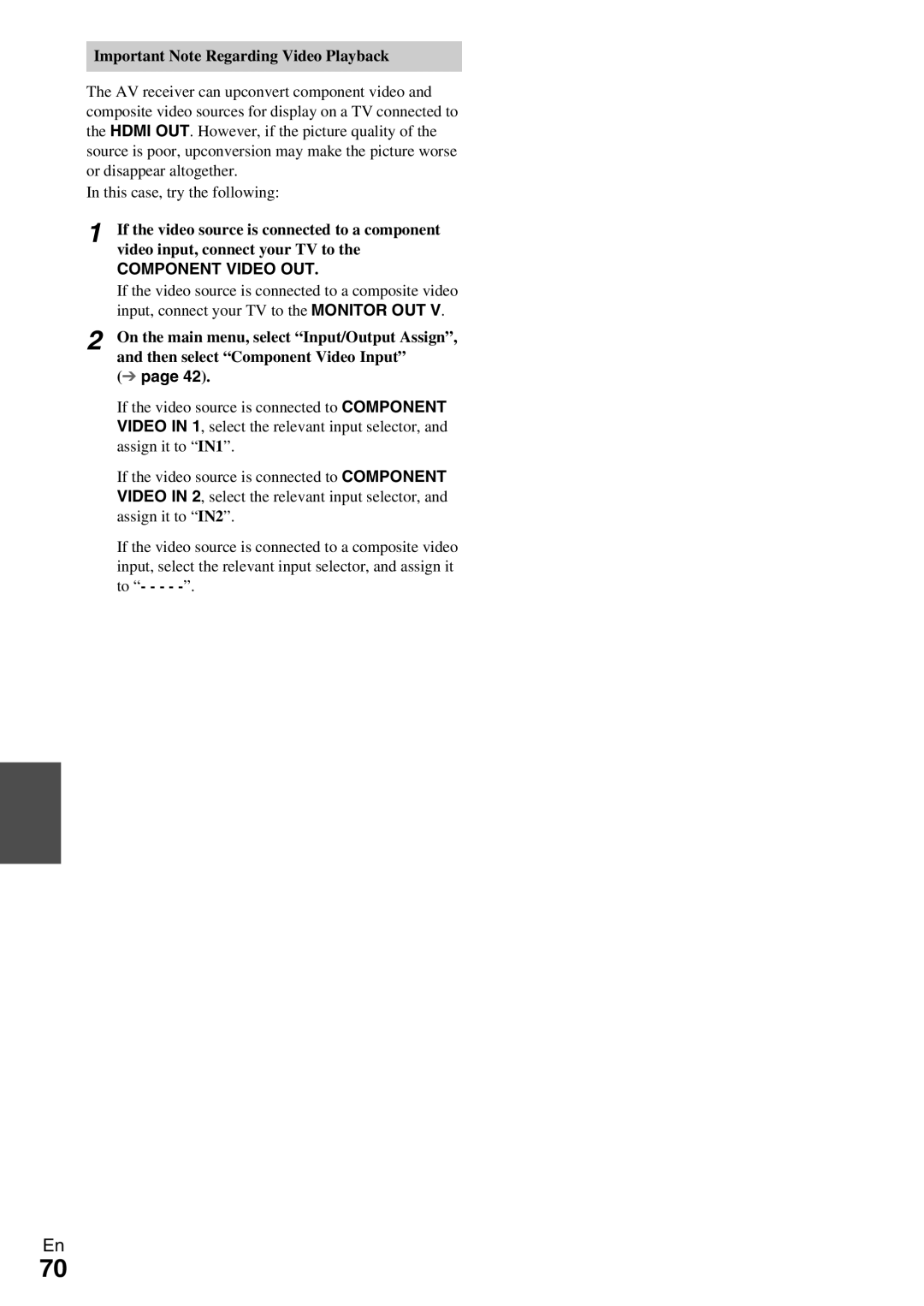 Onkyo TX-NR579 instruction manual Important Note Regarding Video Playback, Component Video OUT 