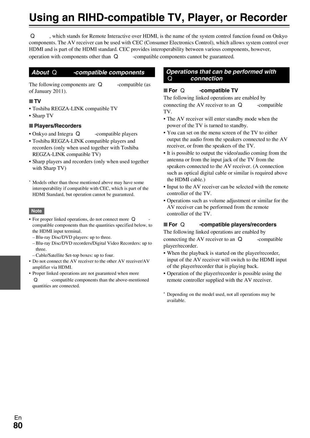 Onkyo TX-NR579 instruction manual Using an RIHD-compatible TV, Player, or Recorder, About p-compatible components 