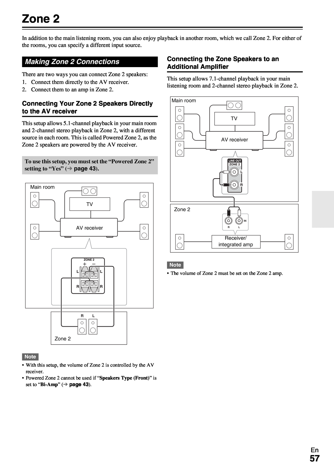 Onkyo TX-NR579 instruction manual Making Zone 2 Connections 
