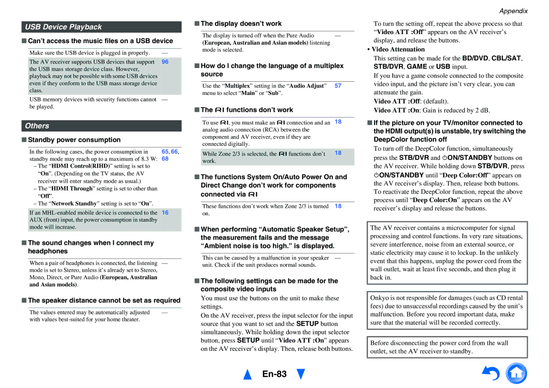 Onkyo TX-NR616 instruction manual En-83, USB Device Playback, Others 