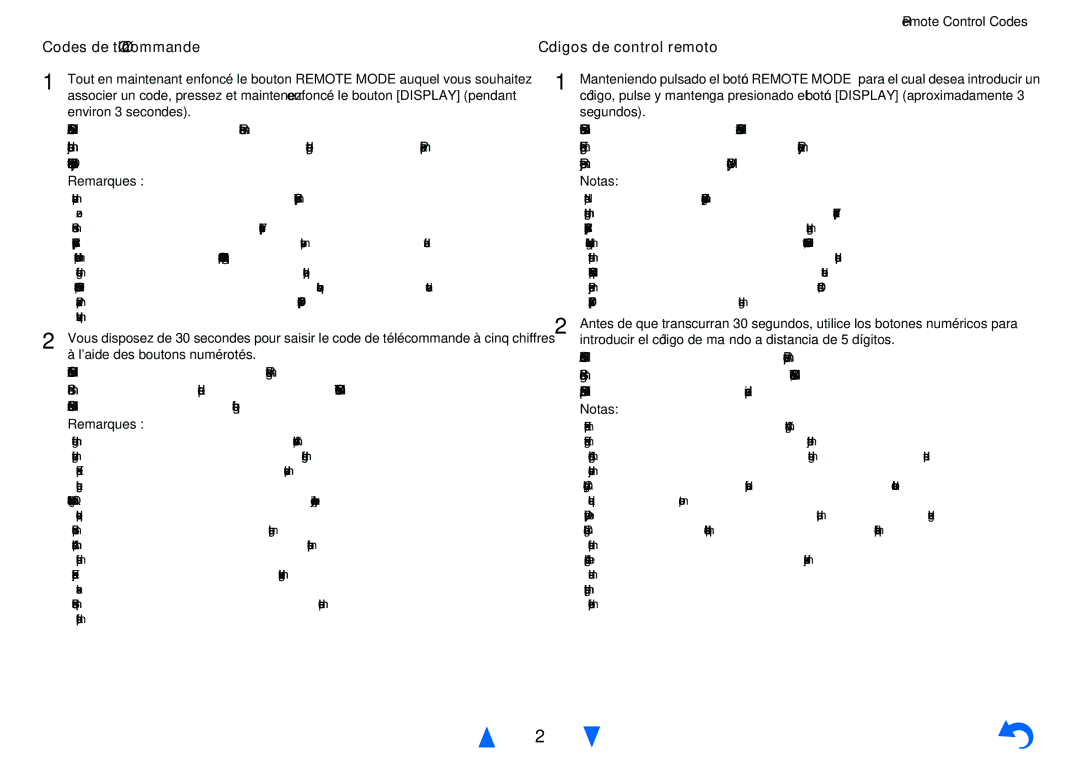 Onkyo TX-NR626 instruction manual Codes de télécommande, Códigos de control remoto 