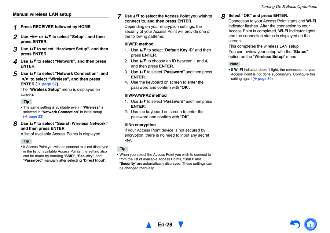 Onkyo TX-NR626 instruction manual En-28, Manual wireless LAN setup 