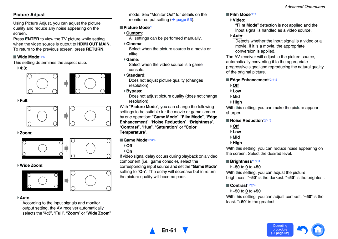 Onkyo TX-NR626 instruction manual En-61, Picture Adjust 