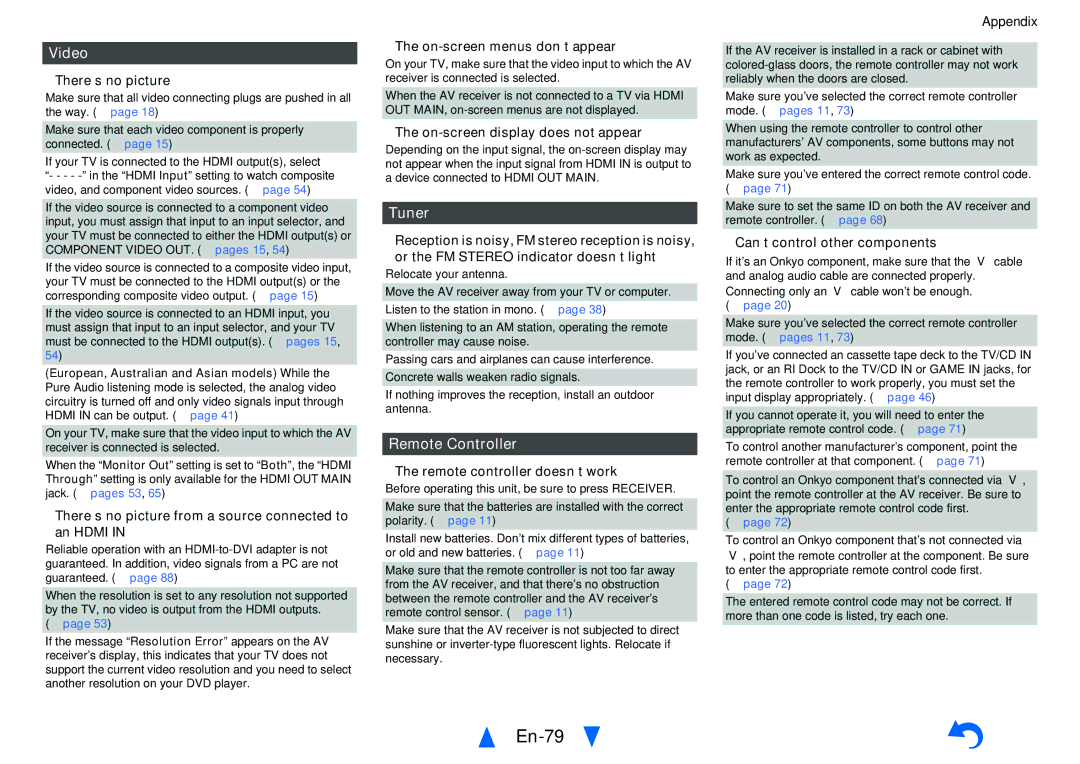 Onkyo TX-NR626 instruction manual En-79, Video, Tuner, Remote Controller 