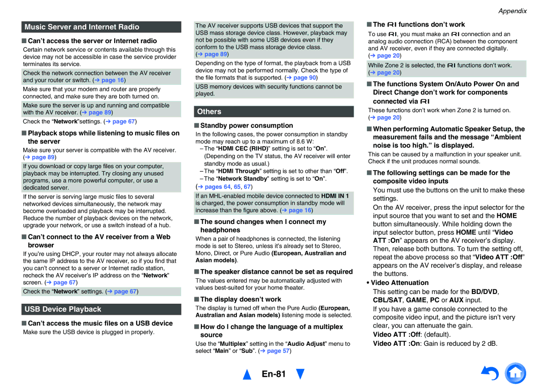 Onkyo TX-NR626 instruction manual En-81, Music Server and Internet Radio, USB Device Playback, Others 