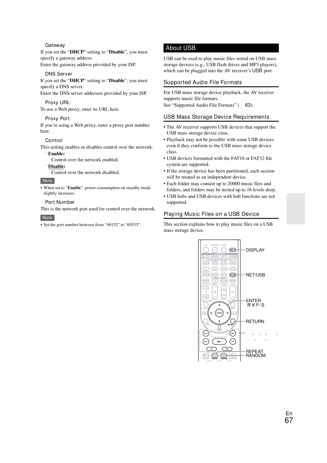 Onkyo TX-NR708 instruction manual About USB, USB Mass Storage Device Requirements, Playing Music Files on a USB Device 