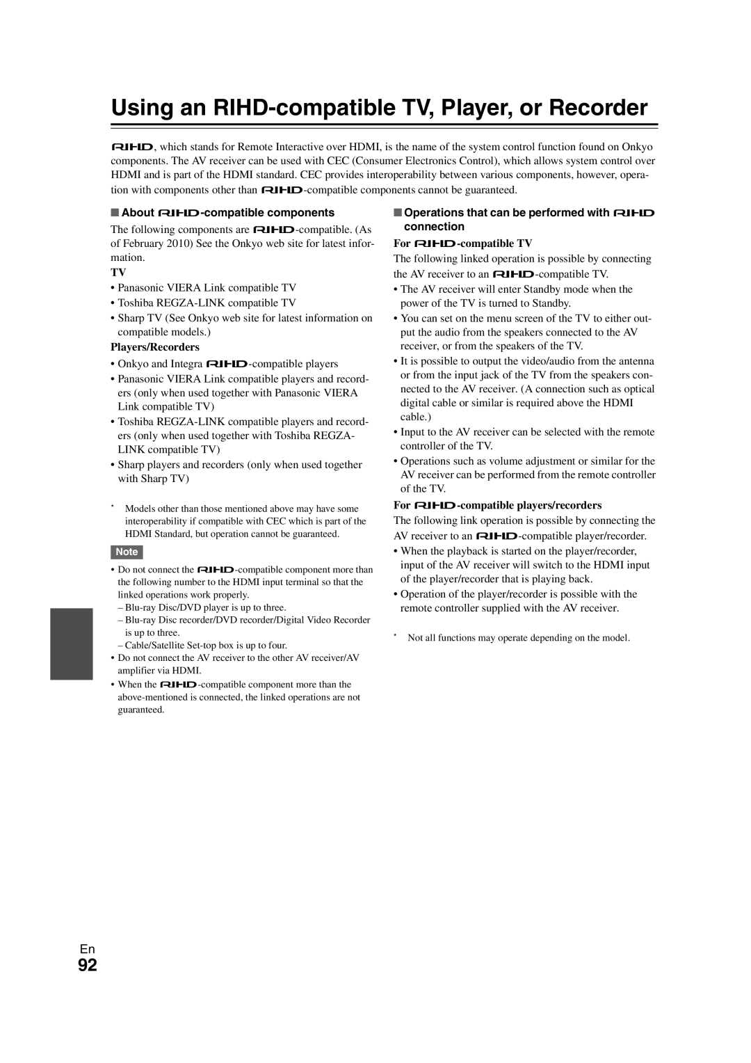 Onkyo TX-NR708 instruction manual Using an RIHD-compatible TV, Player, or Recorder, About p-compatible components 