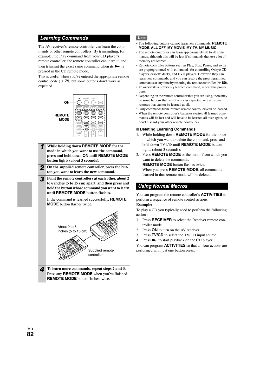 Onkyo TX-NR708 instruction manual Using Normal Macros, Deleting Learning Commands 