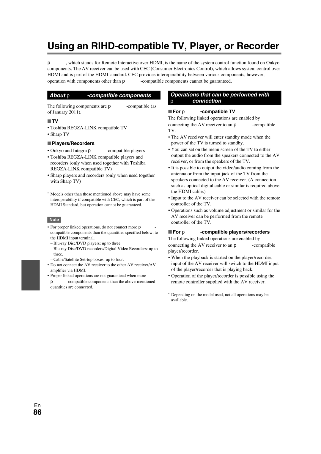 Onkyo TX-NR709 instruction manual Using an RIHD-compatible TV, Player, or Recorder, About p-compatible components 