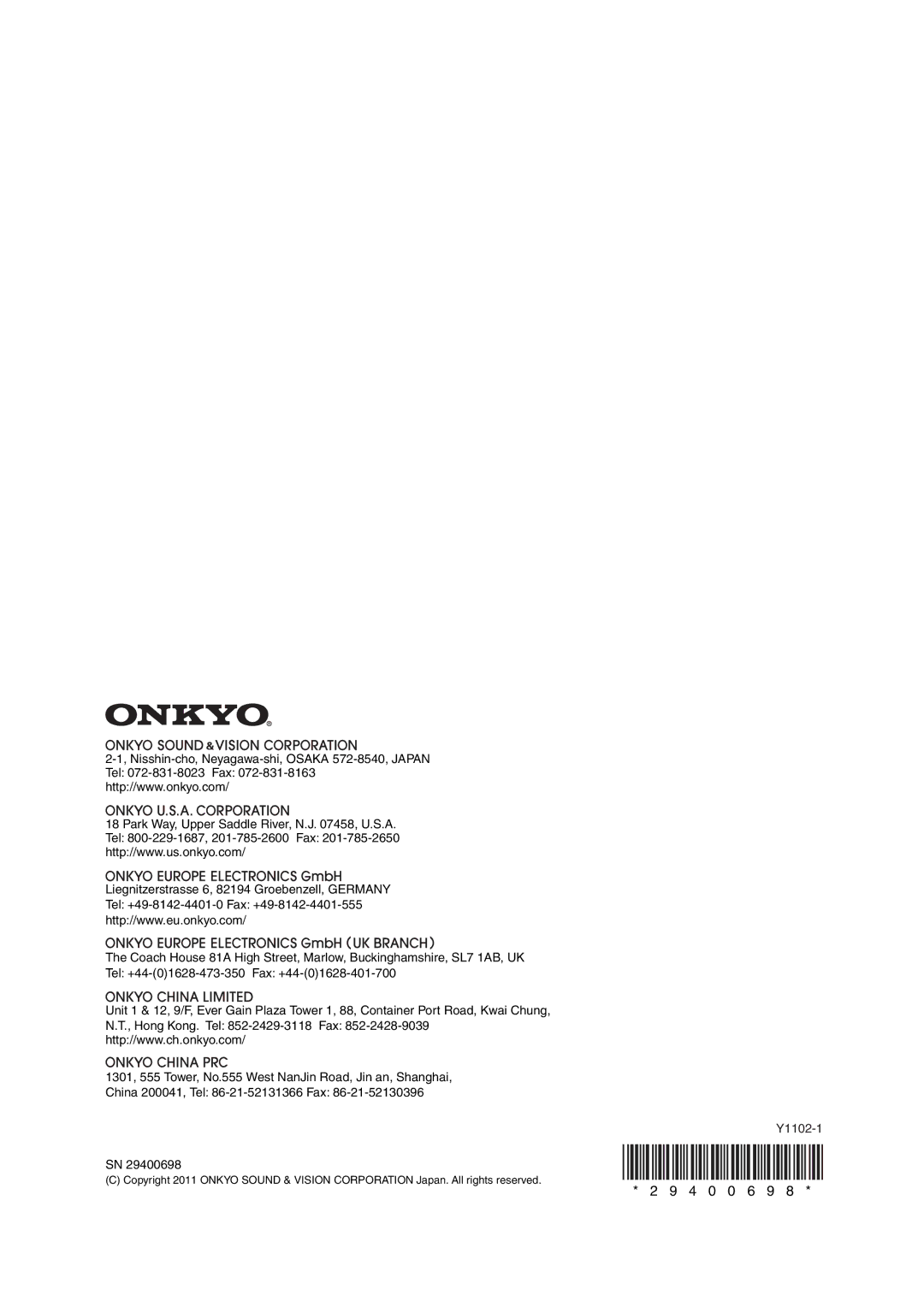 Onkyo TX-NR709 instruction manual 4 0 0 6 9 