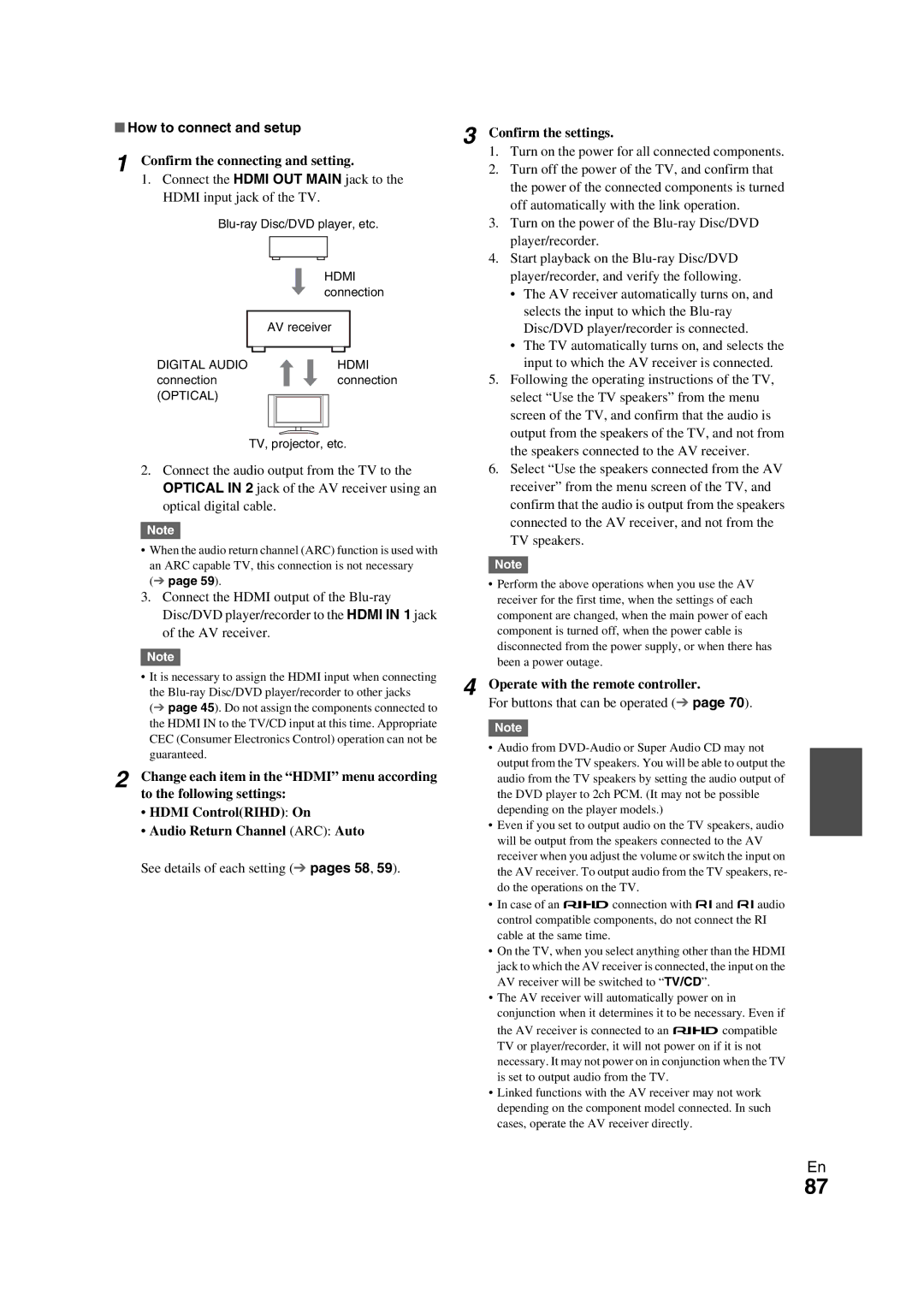 Onkyo TX-NR709 instruction manual How to connect and setup, Confirm the connecting and setting, Confirm the settings 