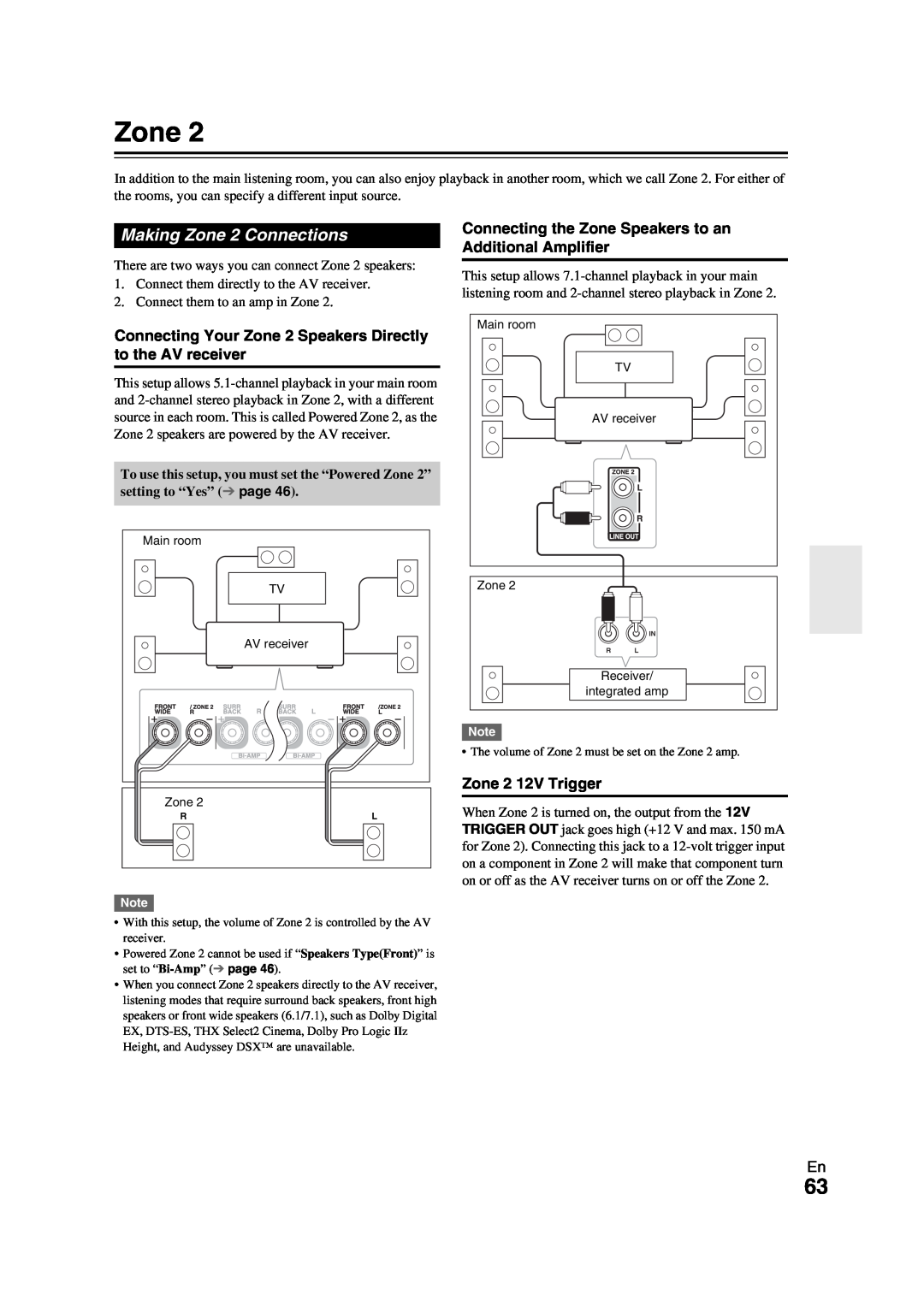 Onkyo TX-NR709 instruction manual Making Zone 2 Connections 