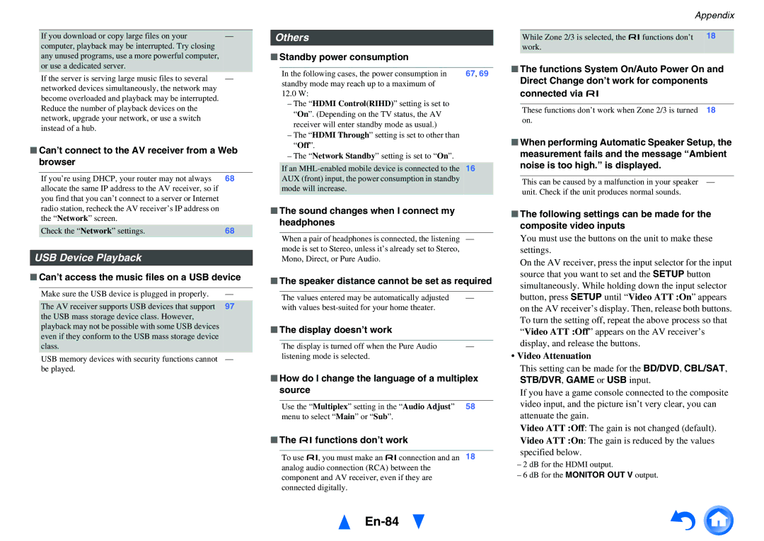 Onkyo TX-NR717 instruction manual En-84, USB Device Playback, Others 