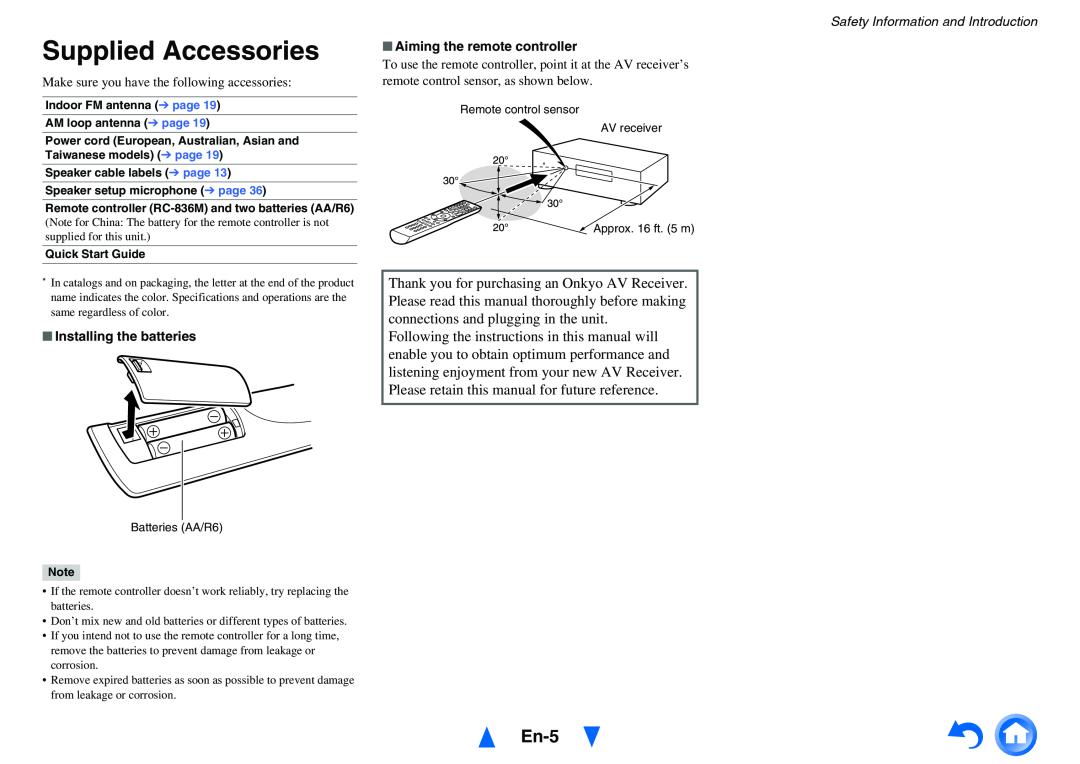 Onkyo TX-NR717 instruction manual Supplied Accessories, En-5 