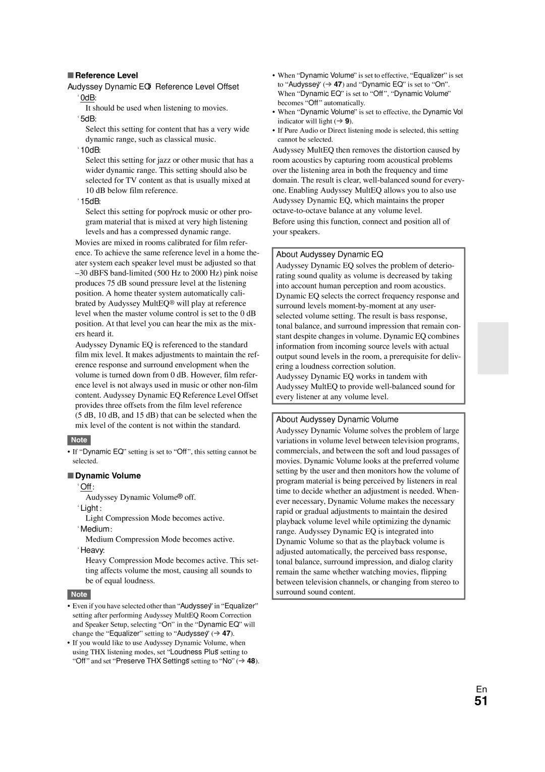 Onkyo TX-NR808 instruction manual Reference Level, Dynamic Volume 