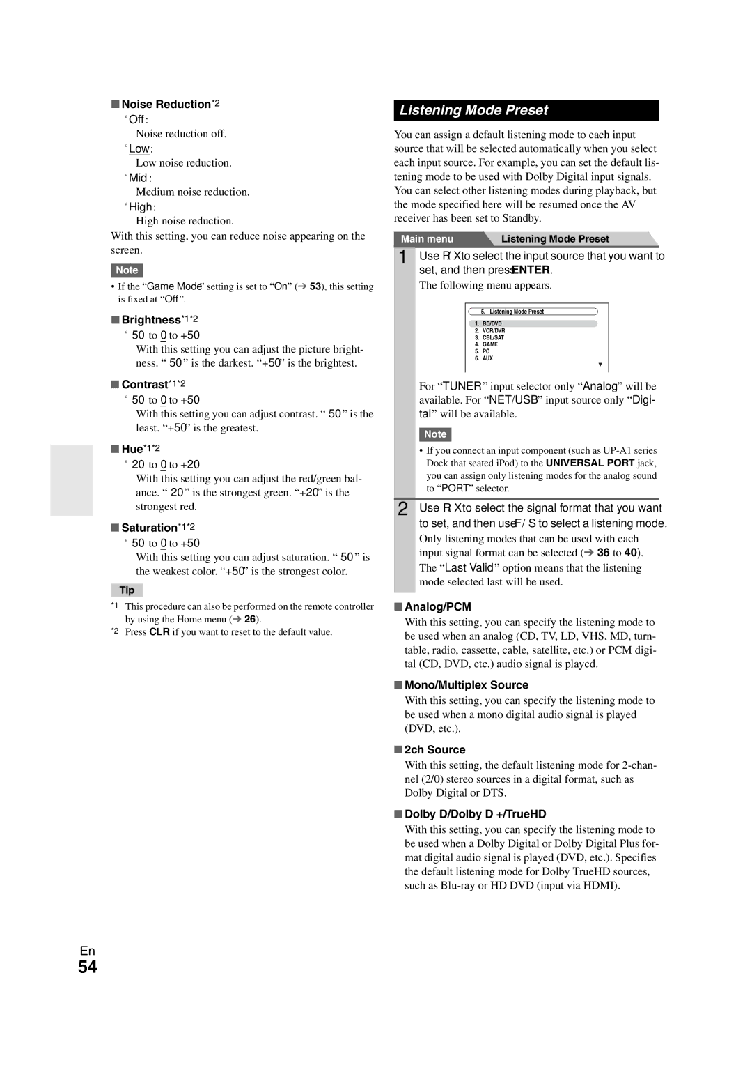 Onkyo TX-NR808 instruction manual Listening Mode Preset 