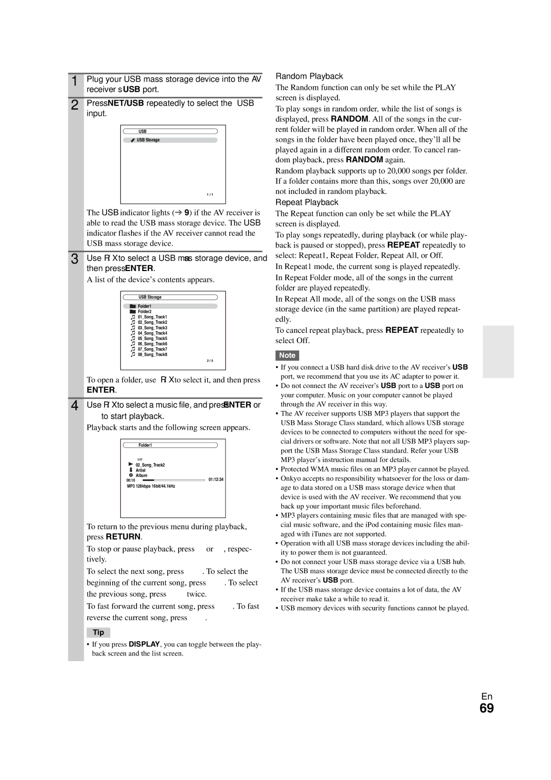 Onkyo TX-NR808 instruction manual Plug your USB mass storage device into the AV, Receiver’s USB port, Input 