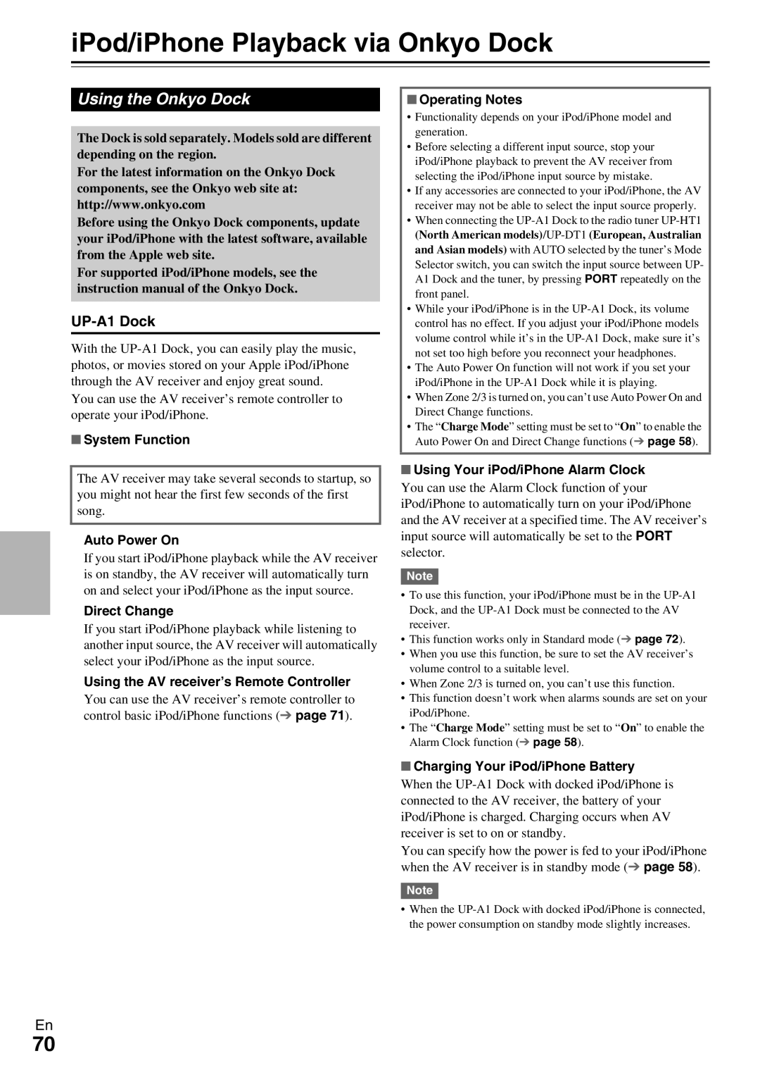 Onkyo TX-NR809 instruction manual IPod/iPhone Playback via Onkyo Dock, Using the Onkyo Dock, UP-A1 Dock 