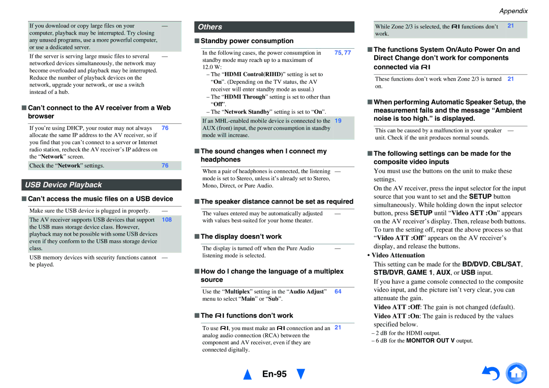 Onkyo TX-NR818 instruction manual En-95, USB Device Playback, Others 