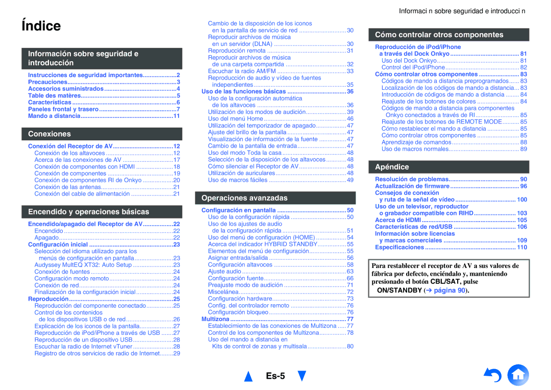 Onkyo TX-NR818 manual Es-5, 8ON/STANDBY página 