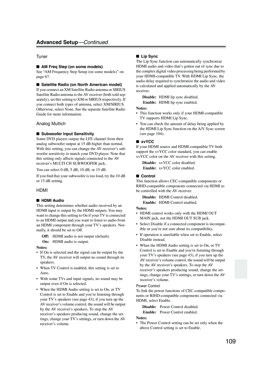 Onkyo TX-NR905 instruction manual 109, Analog Multich 