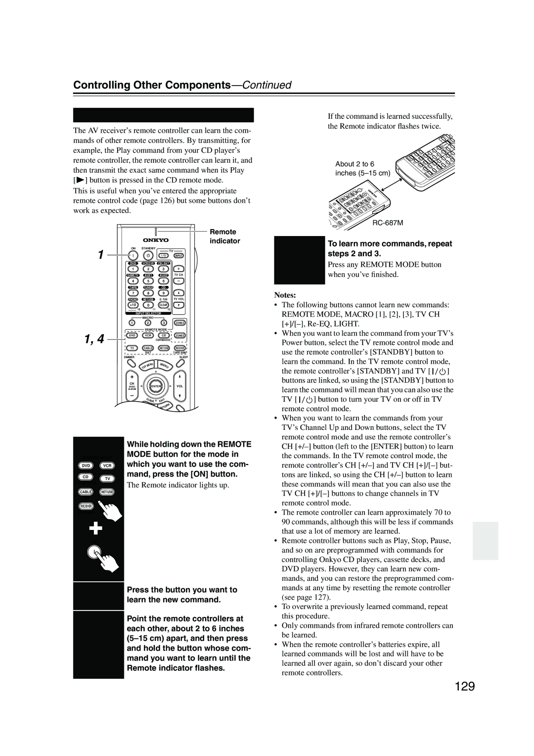 Onkyo TX-NR905 instruction manual 129, Learning Commands 