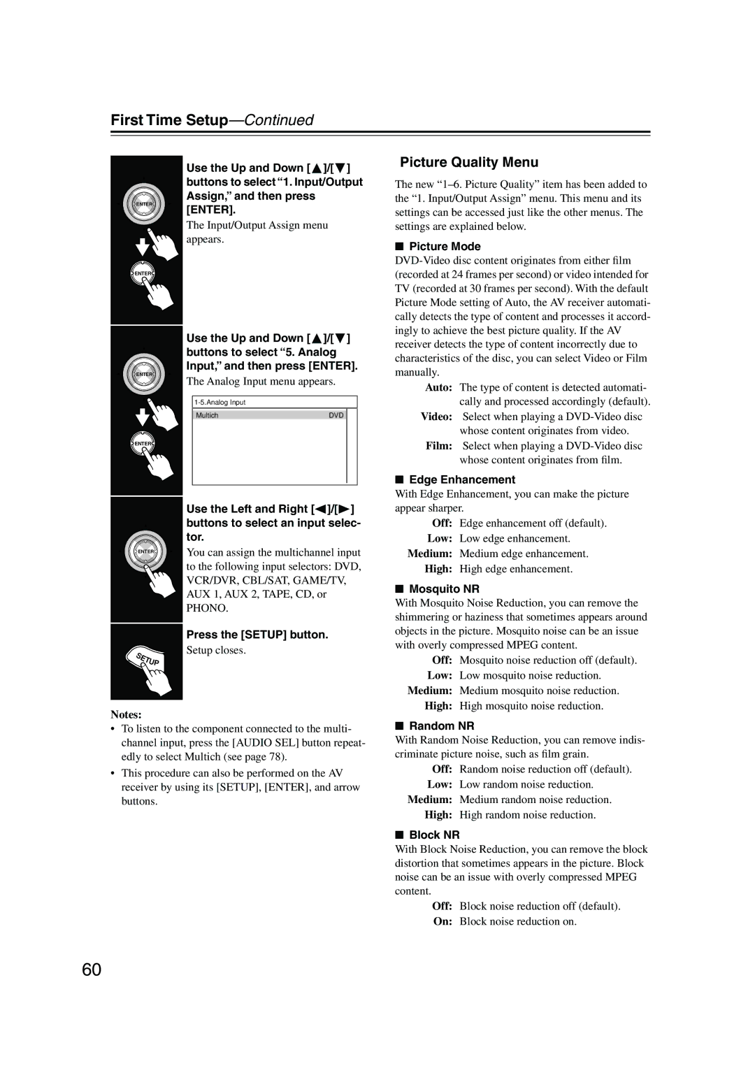 Onkyo TX-NR905 instruction manual Picture Quality Menu 