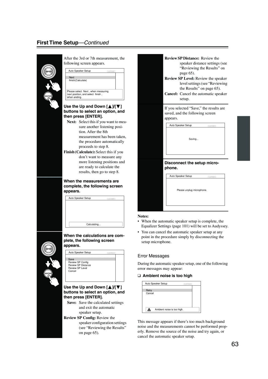 Onkyo TX-NR905 instruction manual Error Messages 