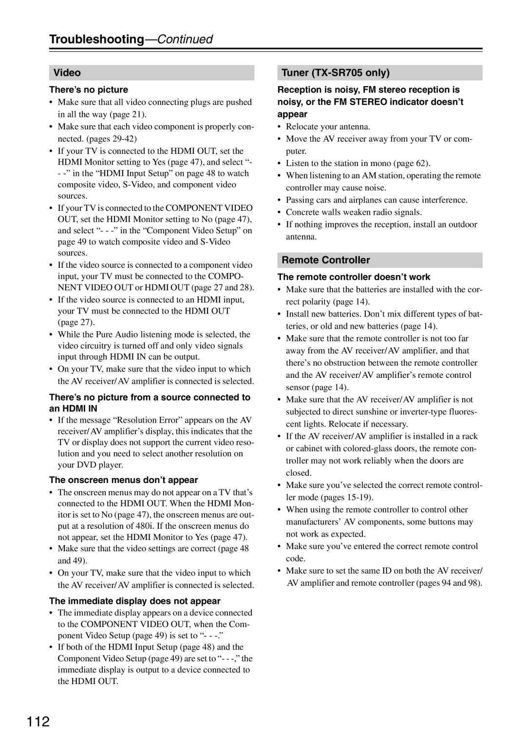 Onkyo TX-SA705 instruction manual 112 