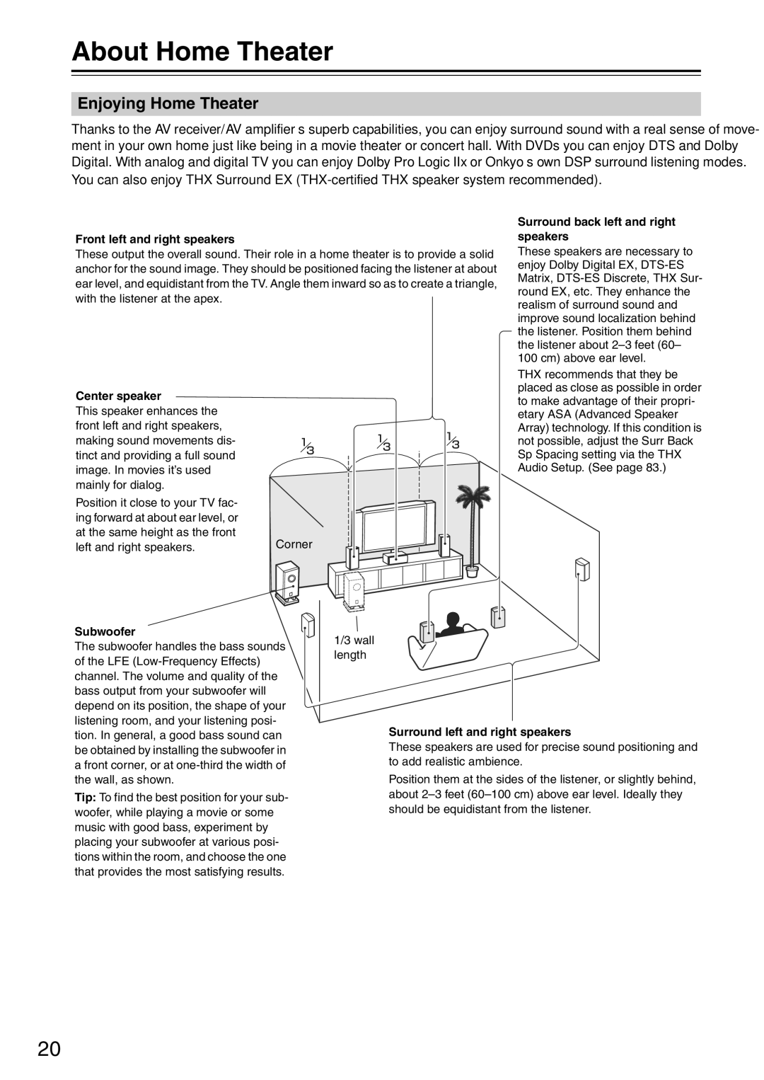 Onkyo TX-SA705 instruction manual About Home Theater, Enjoying Home Theater 