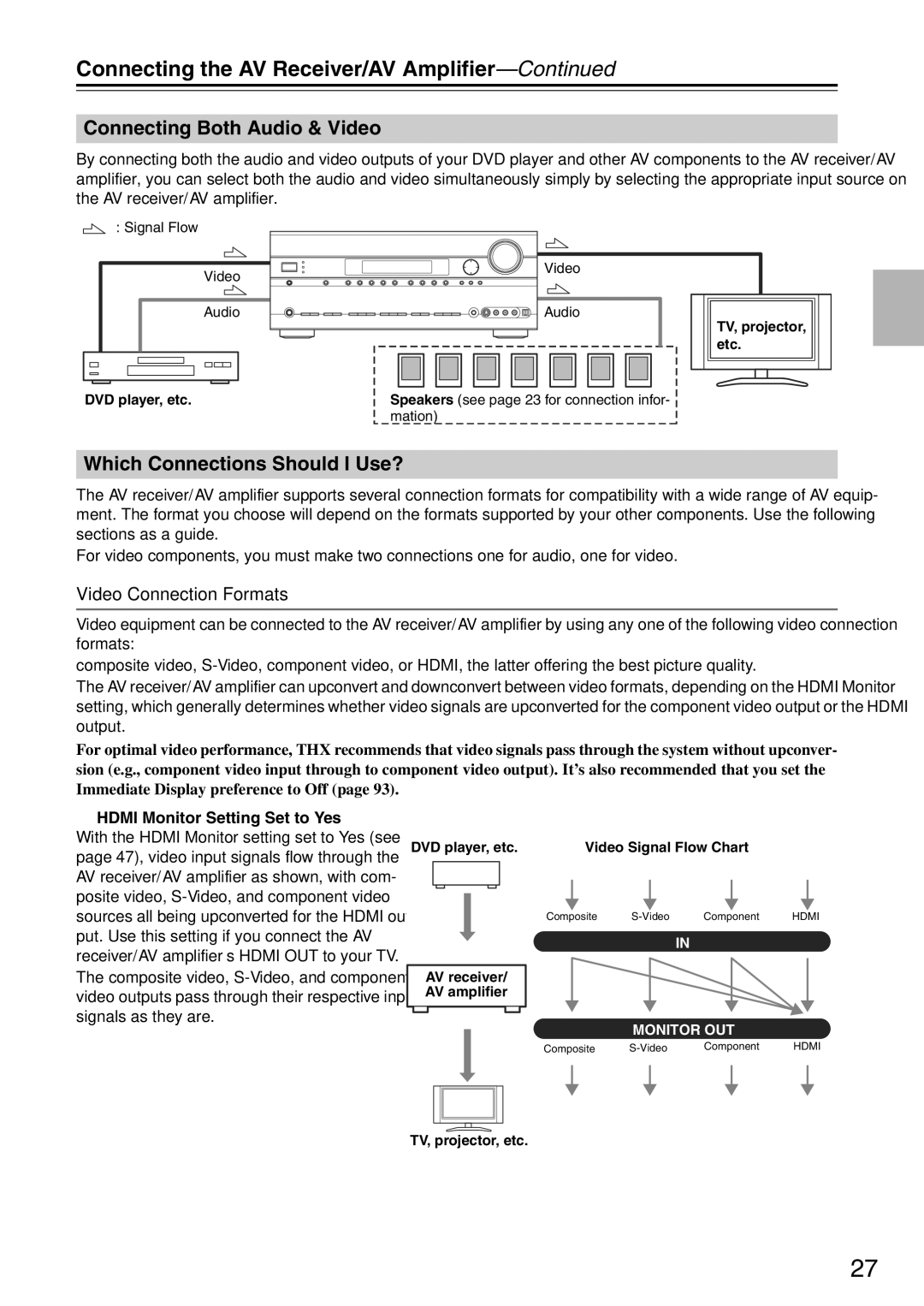 Onkyo TX-SA705 instruction manual Connecting Both Audio & Video, Which Connections Should I Use?, Video Connection Formats 