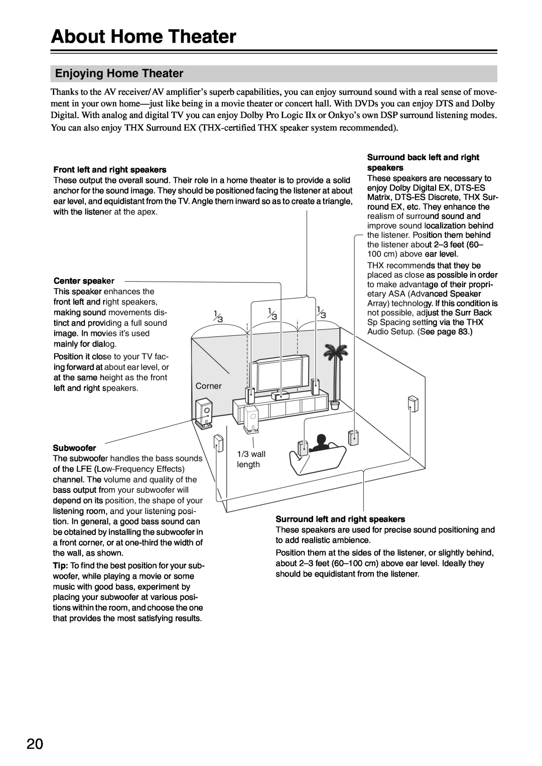 Onkyo TX-SA705 instruction manual About Home Theater, Enjoying Home Theater 