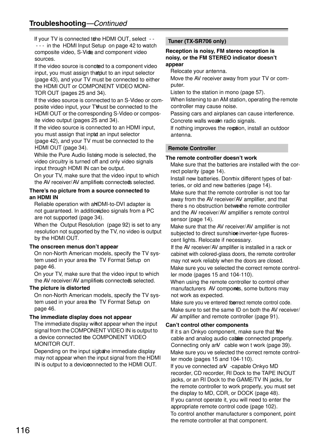 Onkyo TX-SA706 instruction manual 116 