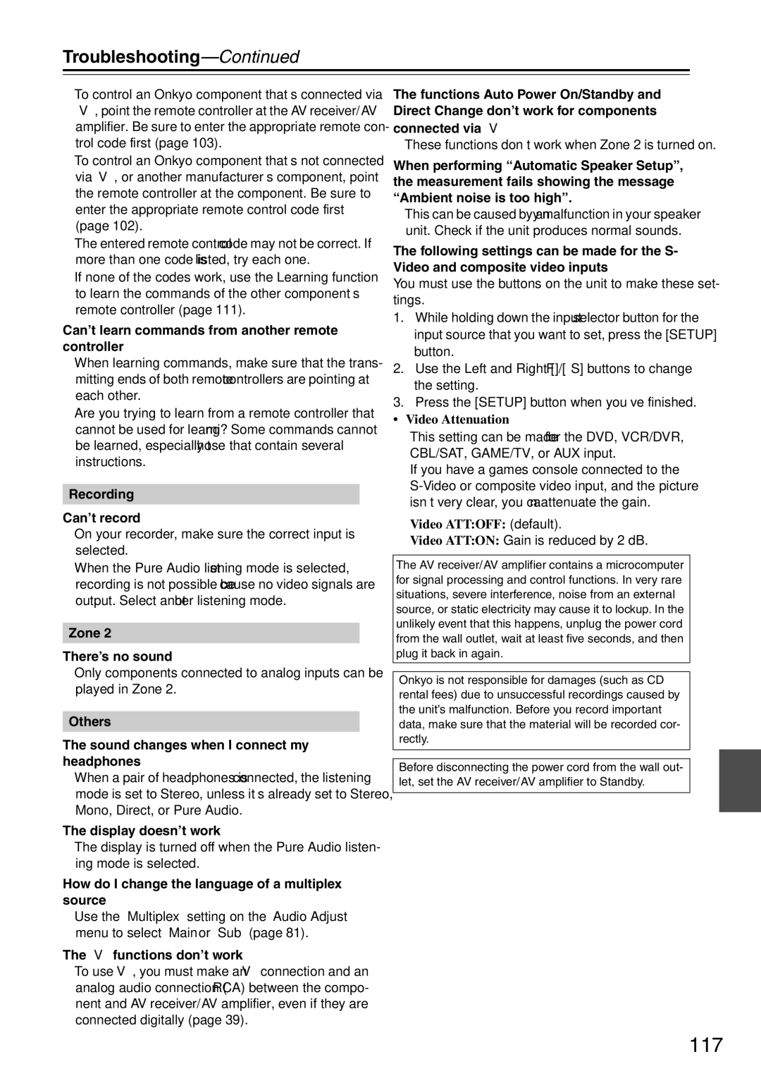 Onkyo TX-SA706 instruction manual 117 