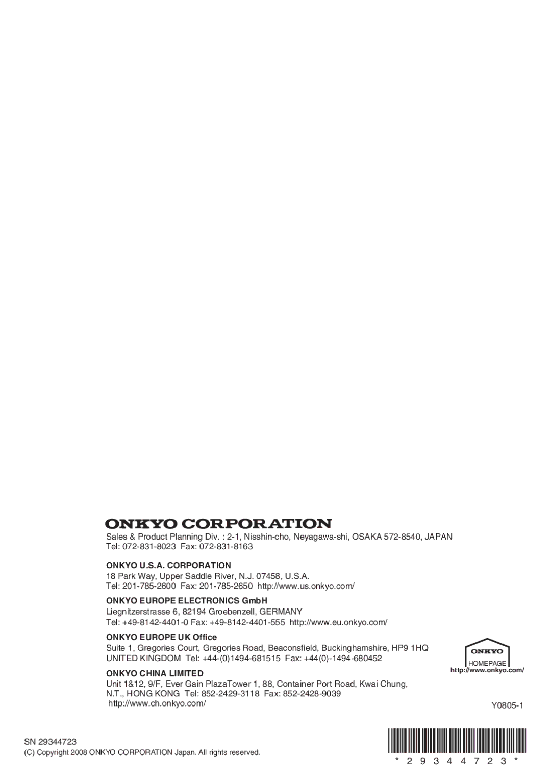 Onkyo TX-SA706 instruction manual 3 4 4 7 2 