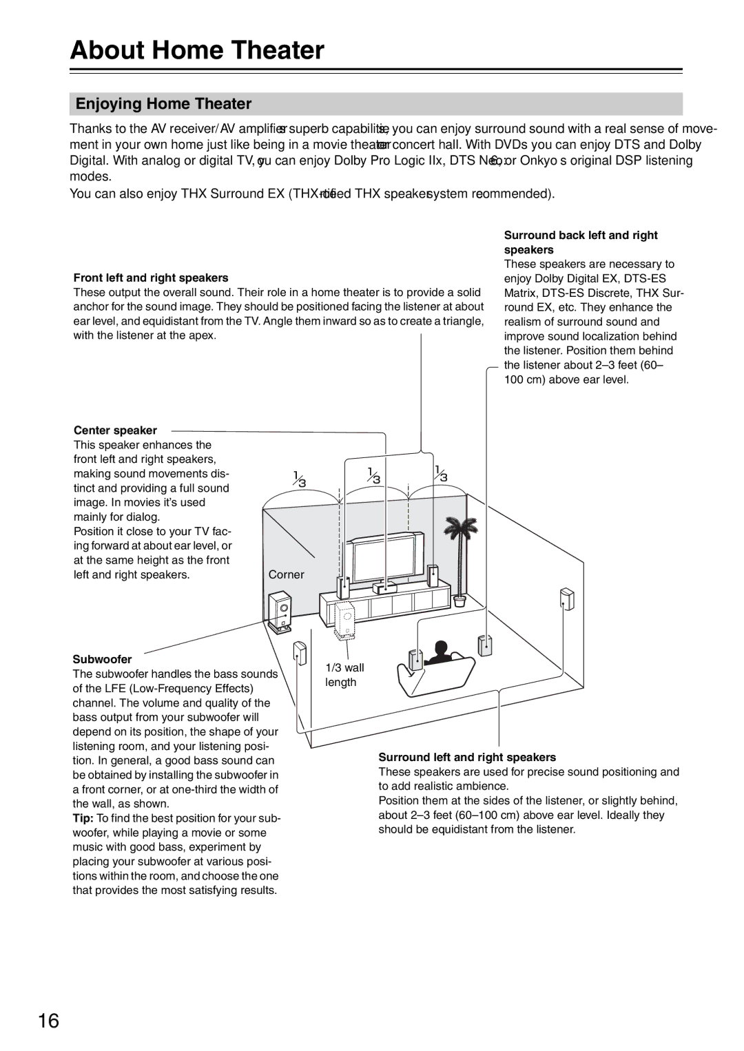 Onkyo TX-SA706 instruction manual About Home Theater, Enjoying Home Theater 