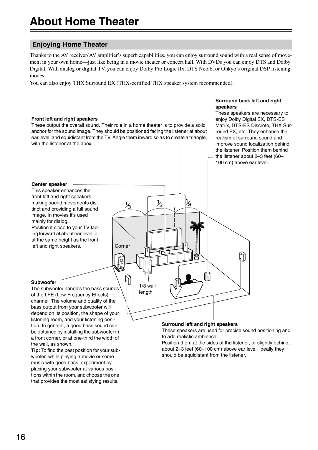 Onkyo TX-SA706 instruction manual About Home Theater, Enjoying Home Theater 