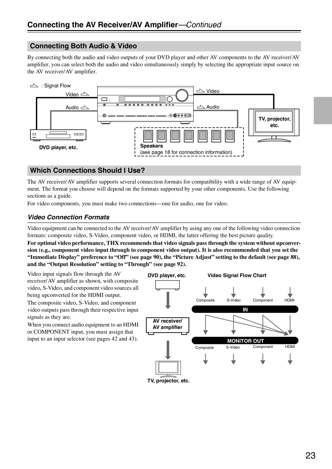 Onkyo TX-SA706 instruction manual Connecting Both Audio & Video, Which Connections Should I Use?, Video Connection Formats 