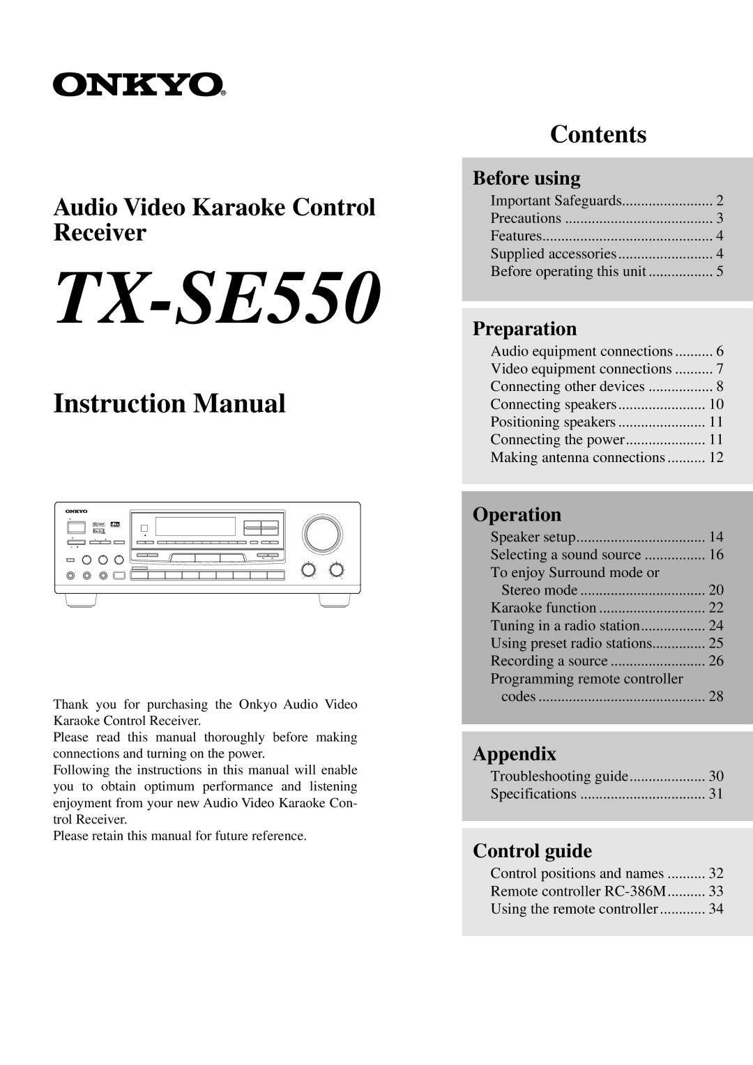 Onkyo TX-SE550 appendix 