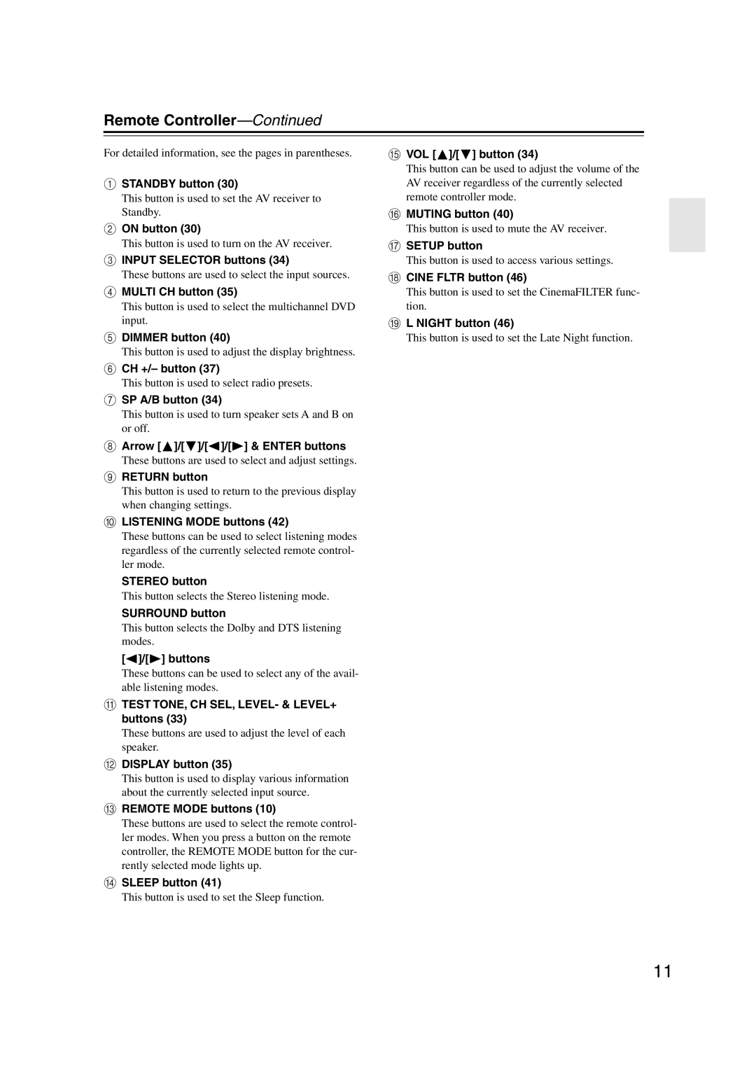 Onkyo TX-SR303E instruction manual Remote Controller 