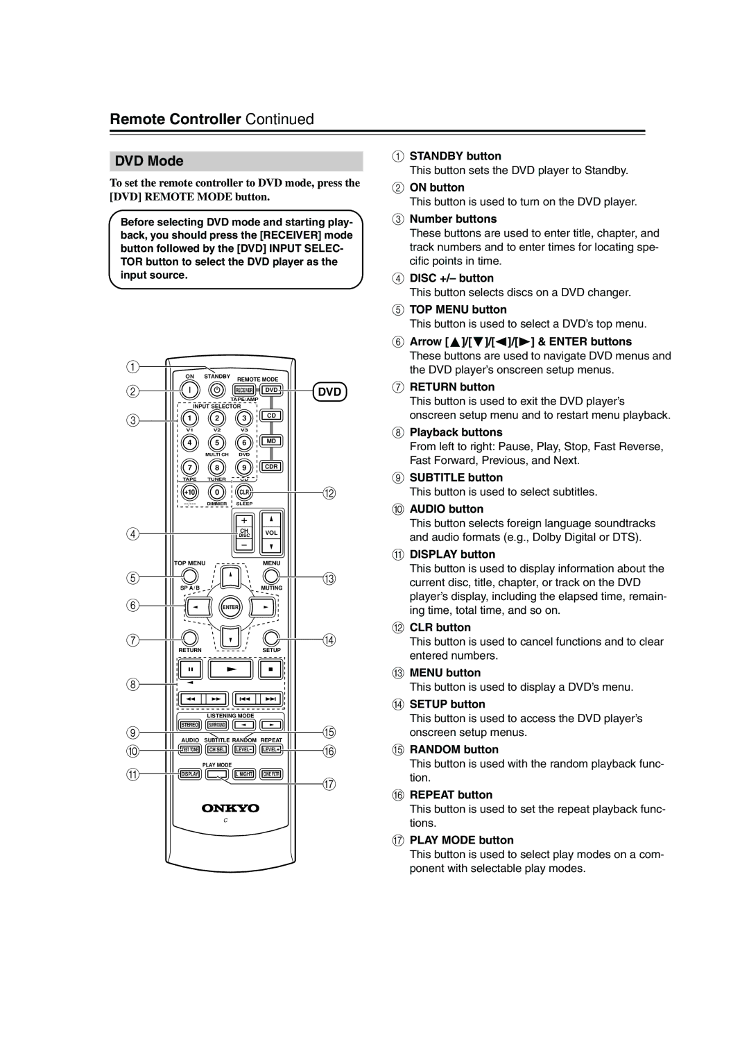 Onkyo TX-SR303E instruction manual DVD Mode 