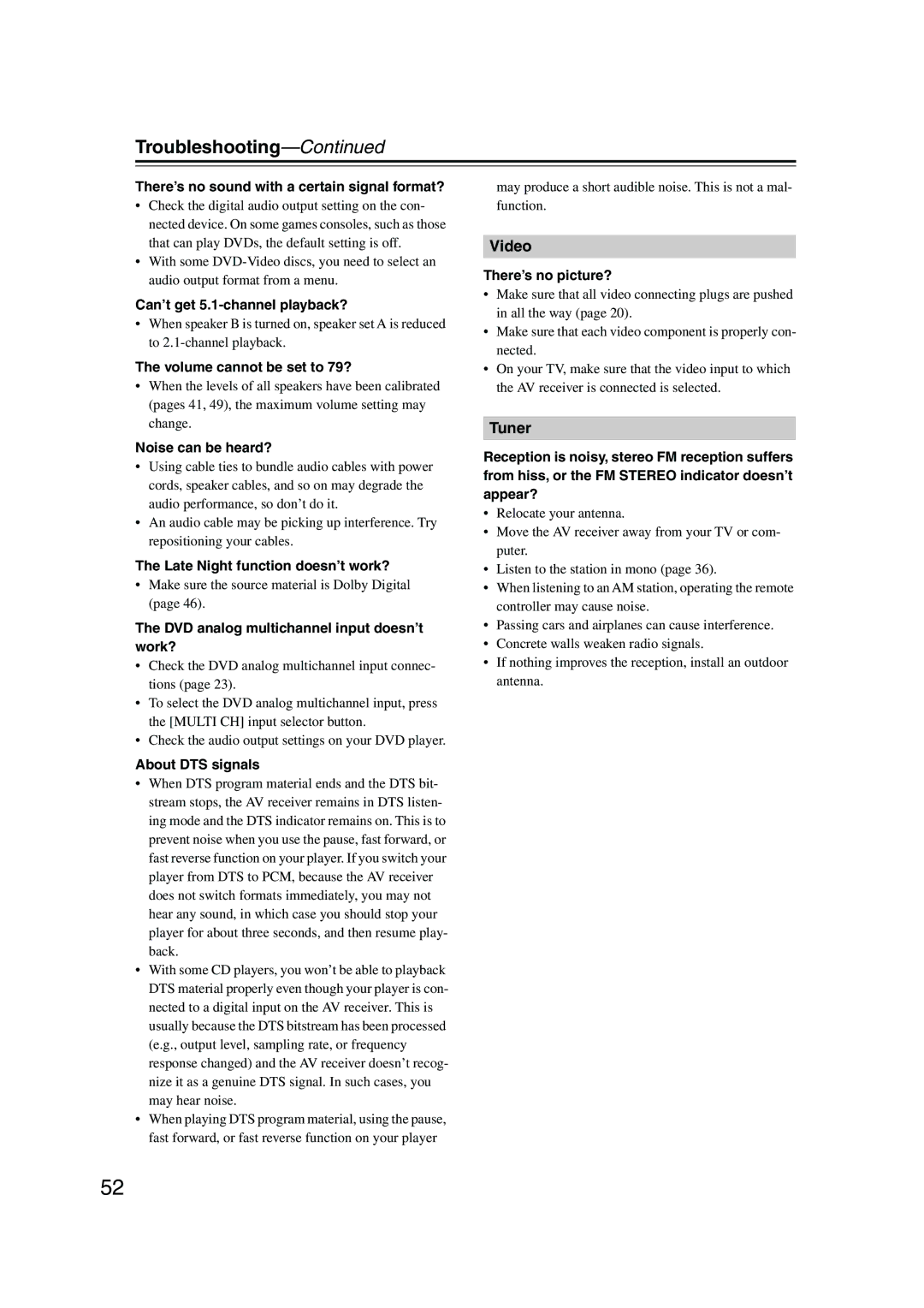 Onkyo TX-SR303E instruction manual Troubleshooting 