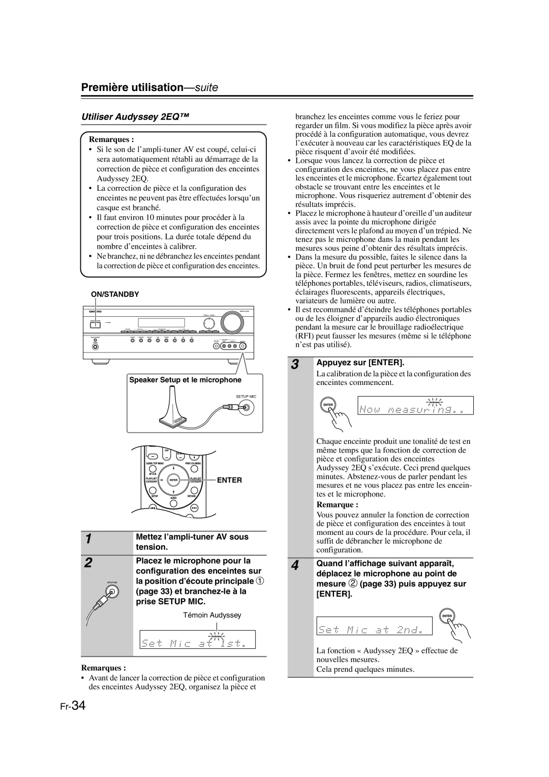 Onkyo TX-SR307 manual Première utilisation-suite, Utiliser Audyssey 2EQ 