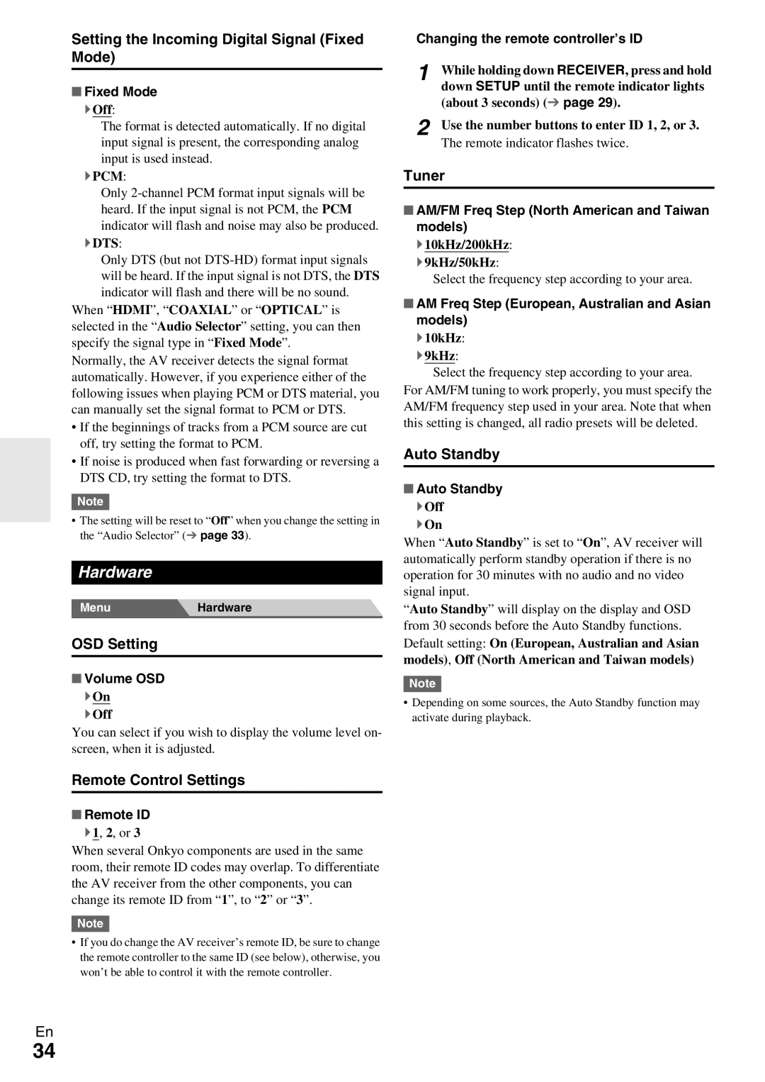 Onkyo TX-SR309 instruction manual Hardware 