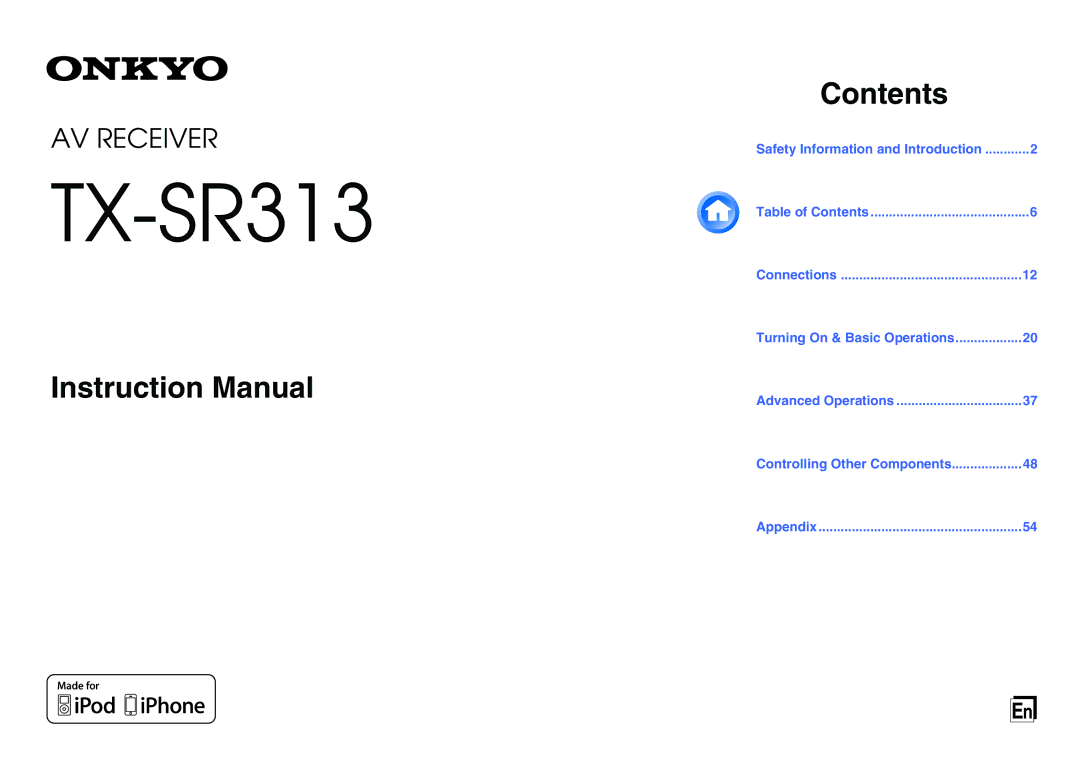 Onkyo TX-SR313 instruction manual 