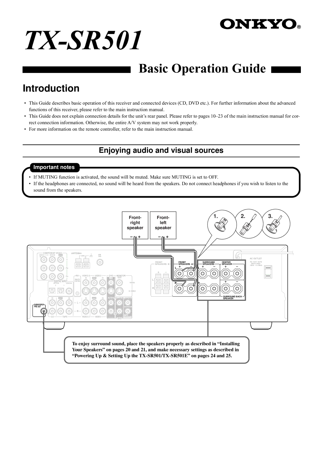 Onkyo TX-SR501 instruction manual Introduction 